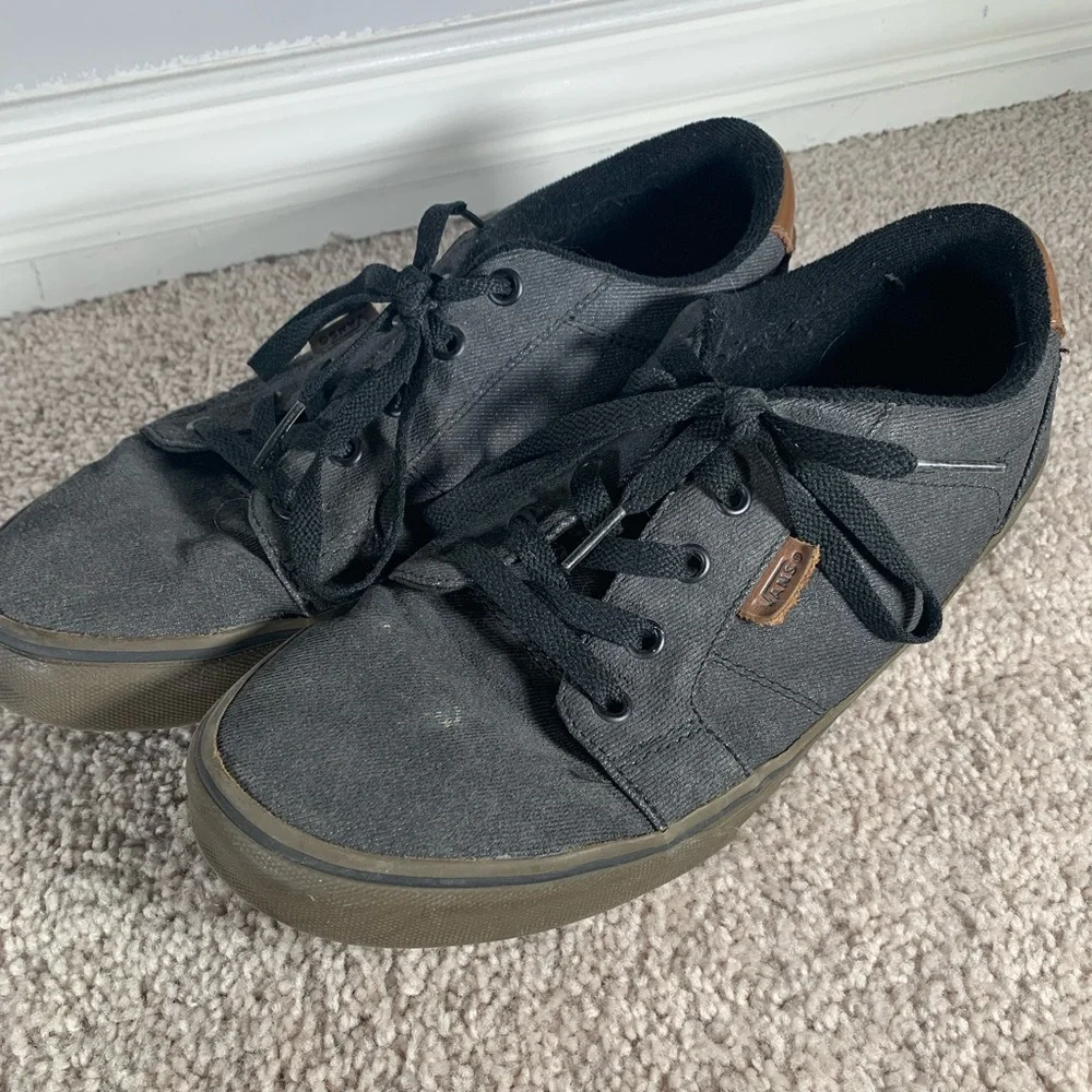 Charcoal Vans Bishop Waxed Denim Black Low Top Shoes - Picture 2 of 5